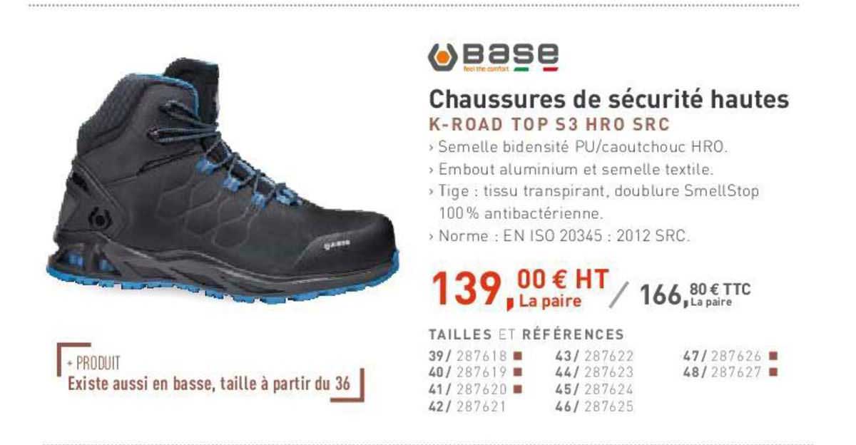 chaussures de sécurité hautes base