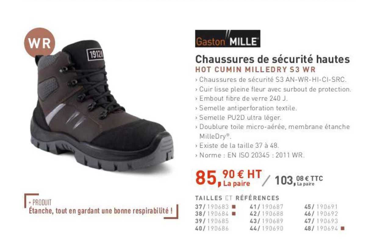 chaussures de sécurité hautes gaston mille