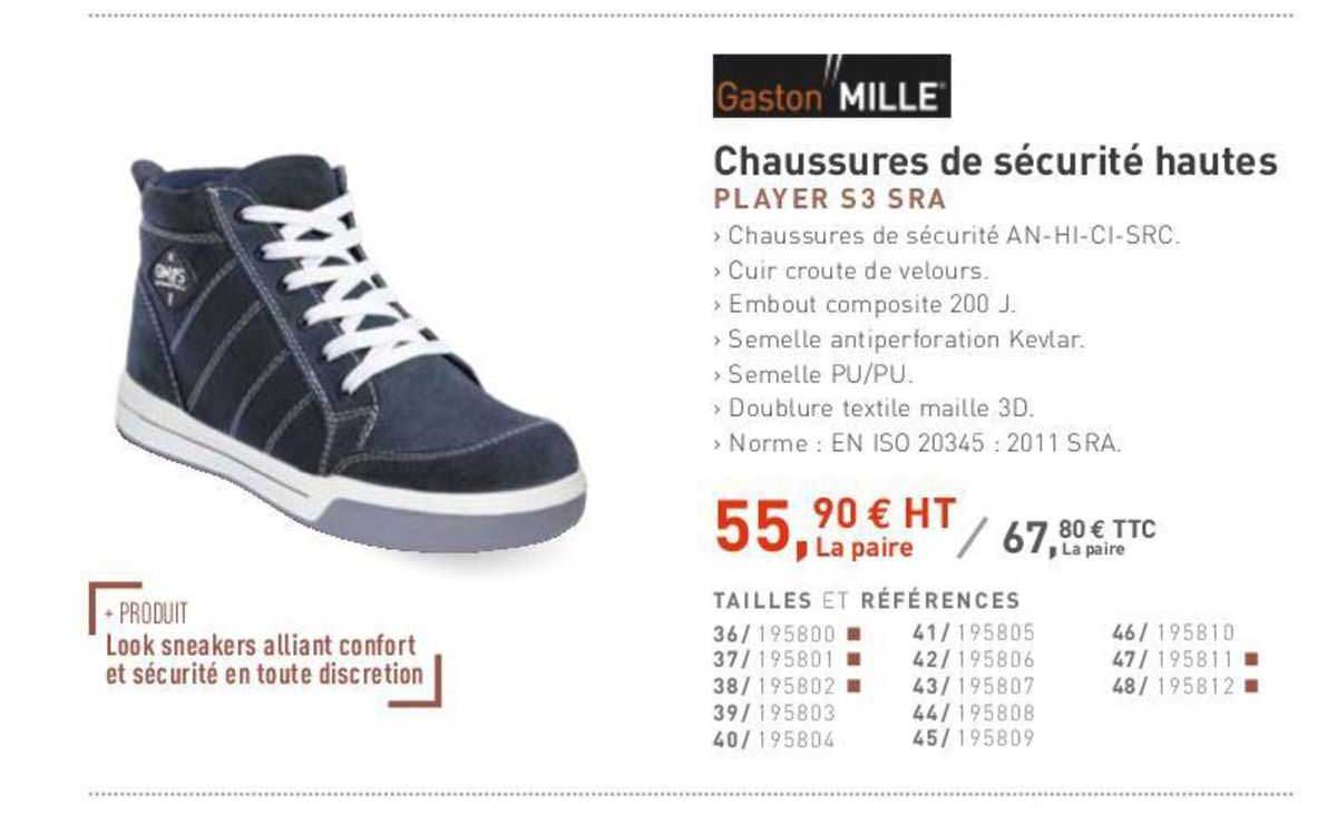 chaussures de sécurité hautes gaston mille