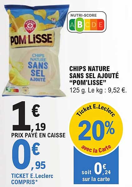 chips nature sans sel ajouté "pom'lisse"