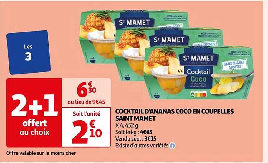 cocktail d'ananas coco en coupelles saint mamet