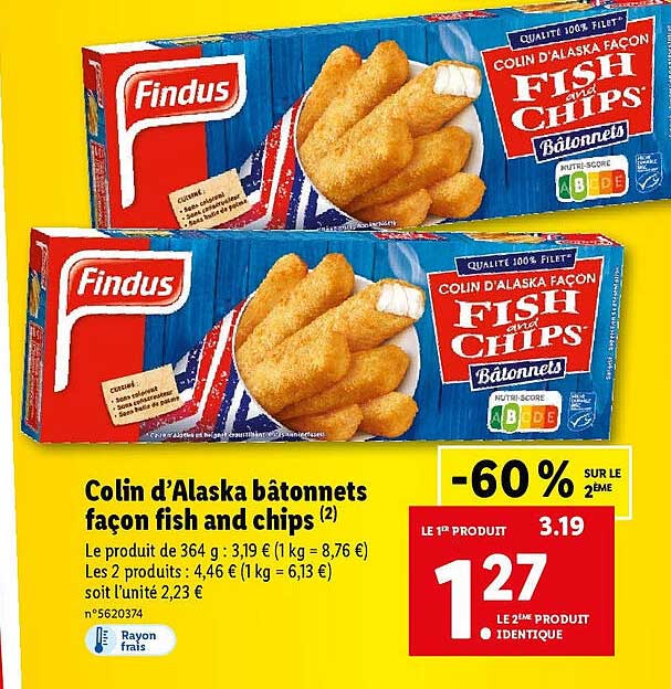 colin d'alaska bâtonnets façon fish and chips