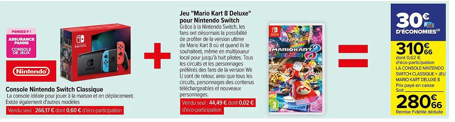 Console Nintendo Switch Classique + Jeu "mario Kart 8 Deluxe"