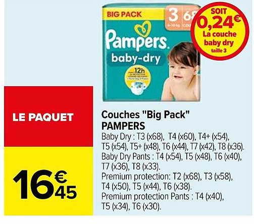 couches "big pack" pampers