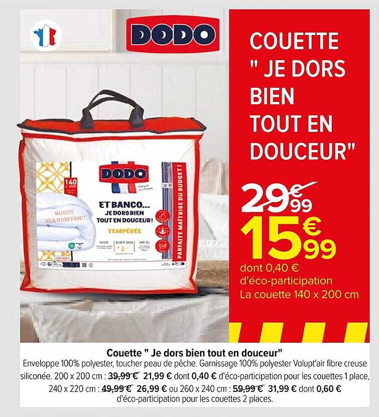 couette "je dors bien tout en douceur" dodo