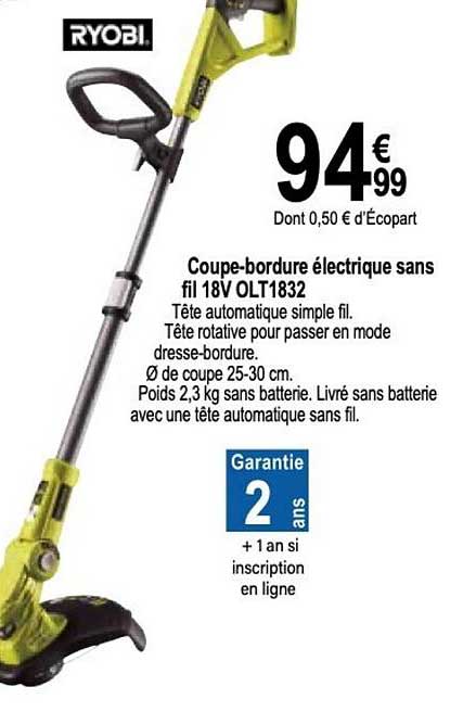 Coupe-bordure électrique Sans Fil 18v Olt1832