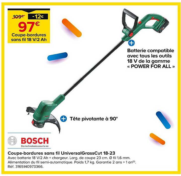 coupe-bordures sans fil universalgrasscut 18-23 bosch