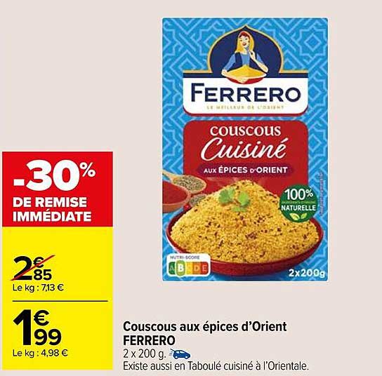couscous aux épices d'orient ferrero