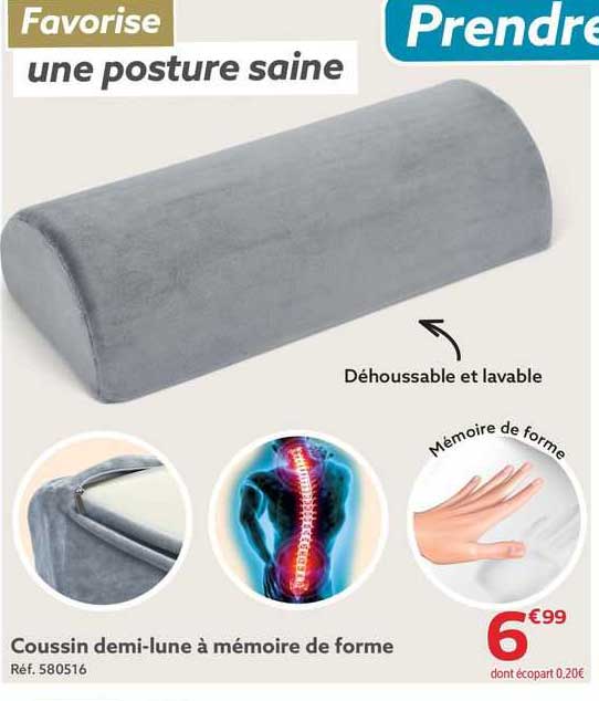 coussin demi-lune à mémoire de forme