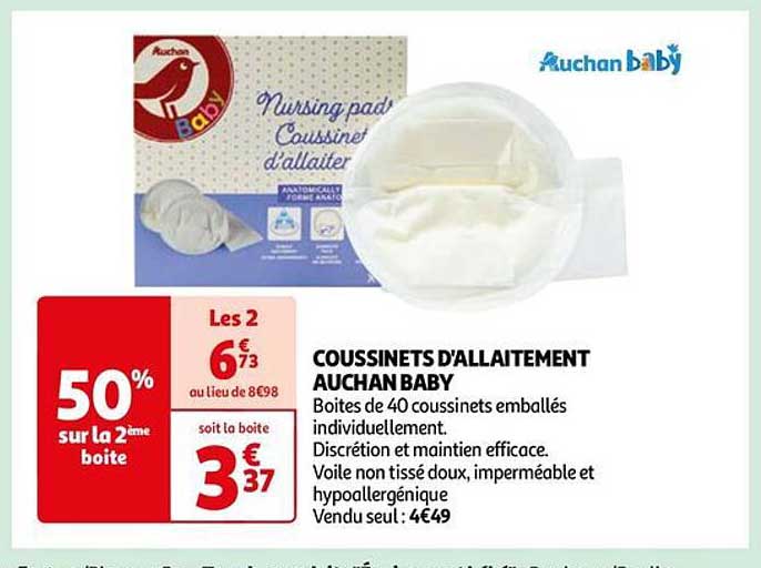 coussinets d'allaitement auchan baby