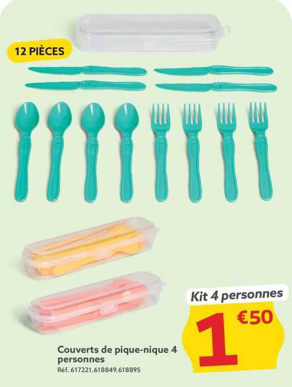 couverts de pique-nique 4 personnes