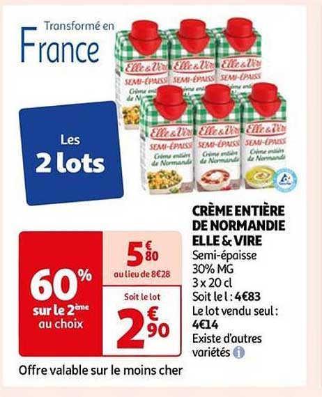 crème entière de normandie elle&vire