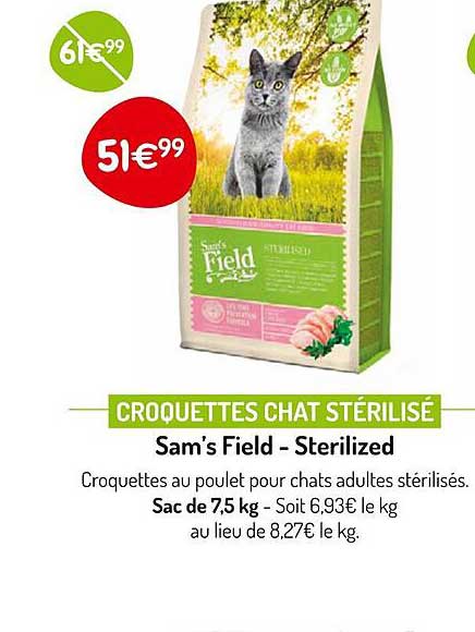 croquettes chat stérilisé sam's field - sterilized