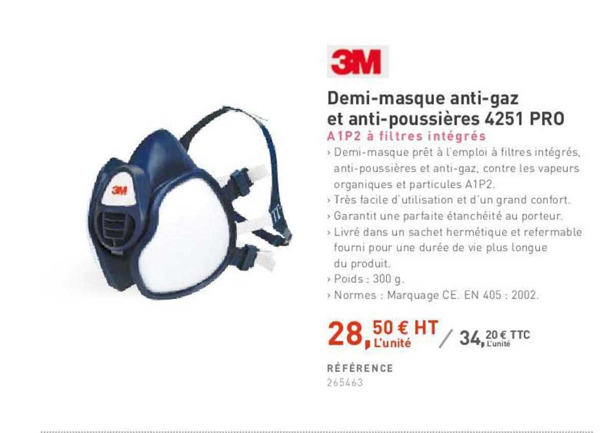demi-masque anti-gaz et anti-poussières 4251 pro 3m