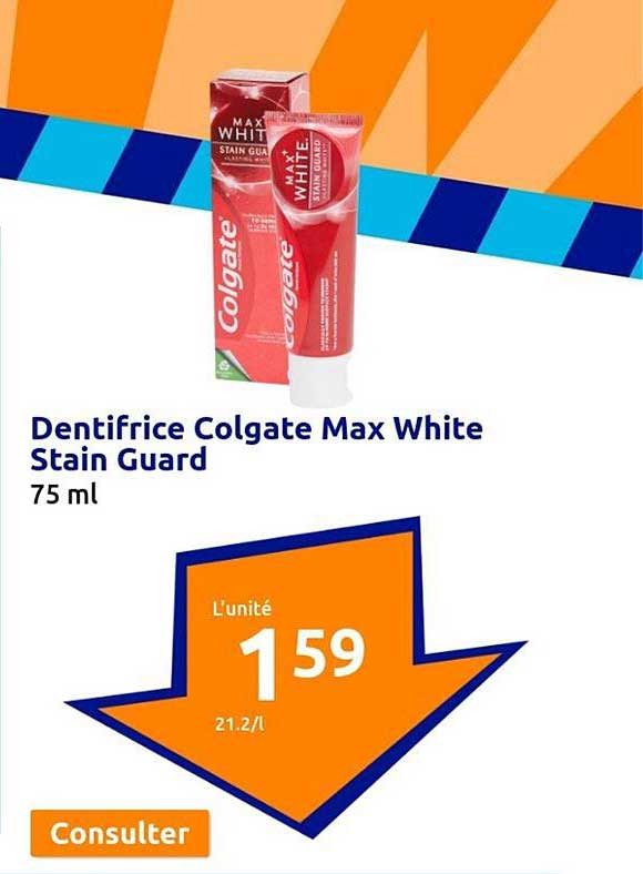 dentifrice colgate max white stain guard