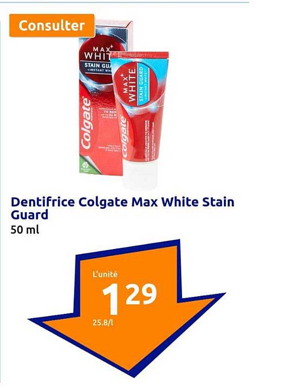 dentifrice colgate max white stain guard