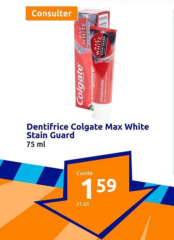 dentifrice colgate max white stain guard