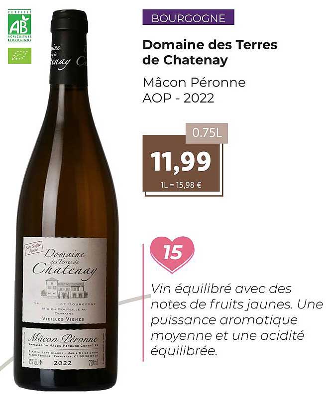 domaine des terres de chatenay mâcon péronne aop - 2022