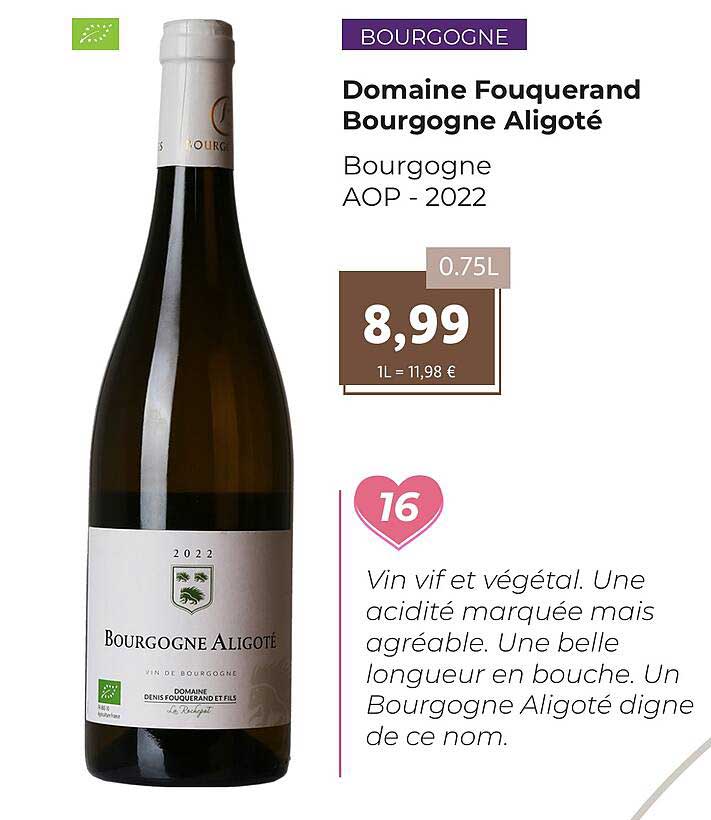 domaine fouquerand bourgogne aligoté bourgogne aop - 2022