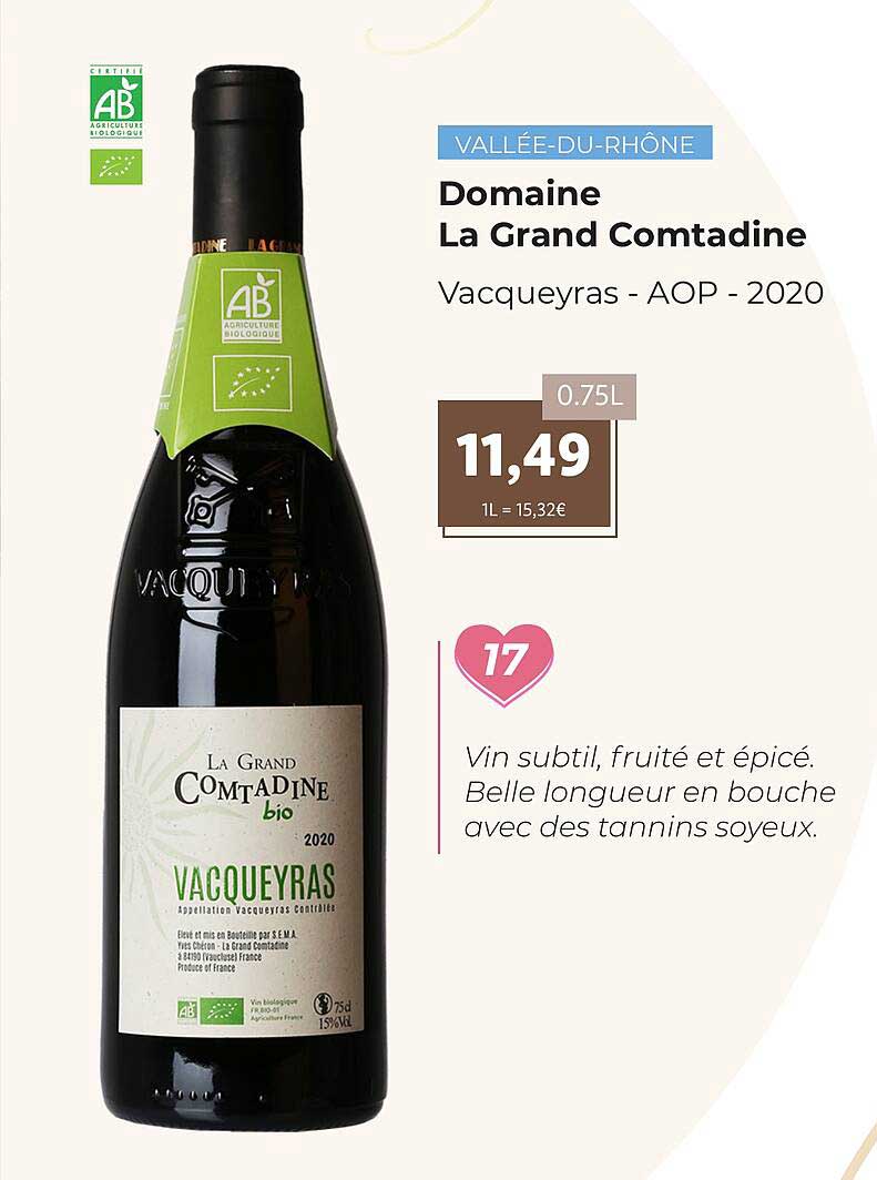 domaine la grand comtadine vacqueyras - aop - 2020