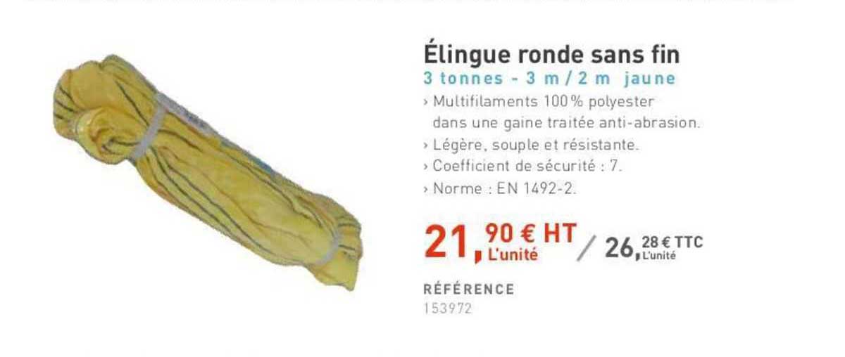 élingue ronde sans fil 3 tonnes - 3 m /2 m jaune