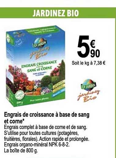 engrais de croissance à base de sang et corne