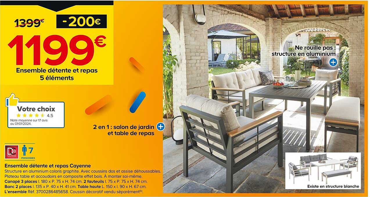 ensemble détente et repas cayenne