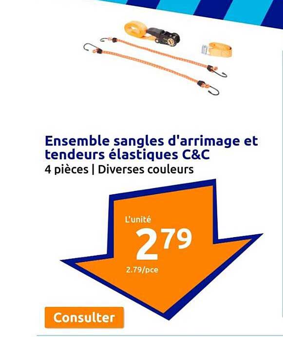 ensemble sangles d'arrimage et tendeurs élastiques c&c