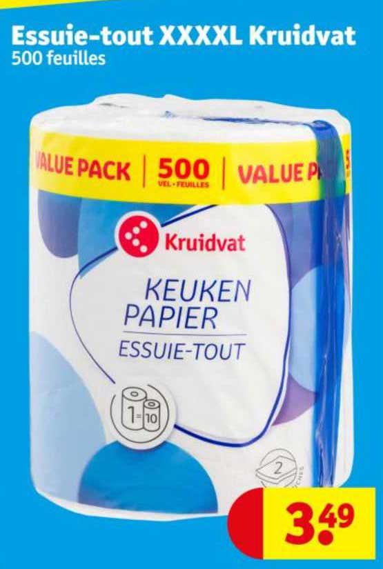 essuie-tout xxxxl kruidvat 500 feuilles