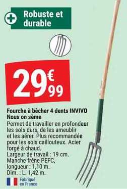 fourche à bêcher 4 dents invivo nous on sème