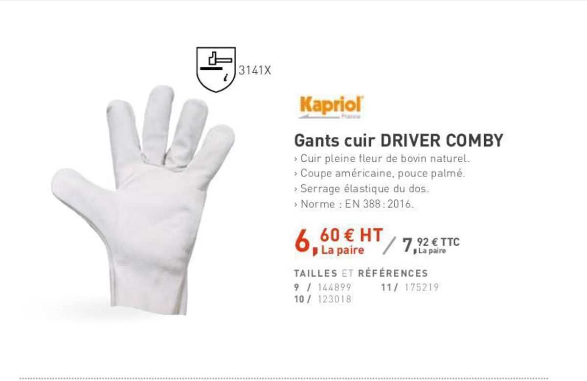 gants cuir driver comby kapriol