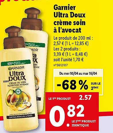 garnier ultra doux crème soin à l'avocat