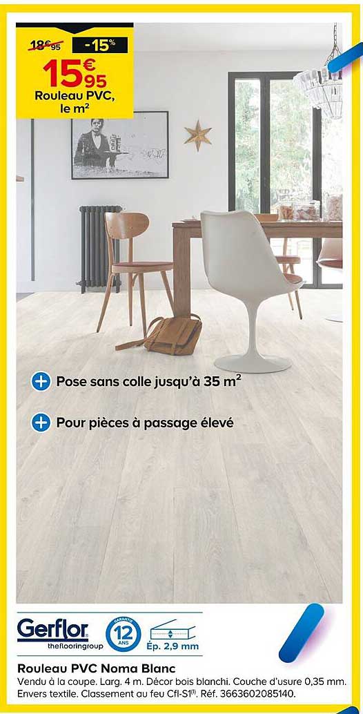 gerflor rouleau pvc noma blanc