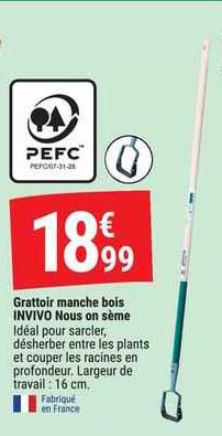grattoir manche bois invivo nous on sème