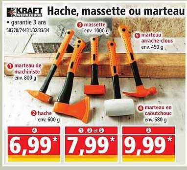 hache, massette ou marteau kraft werkzeuge