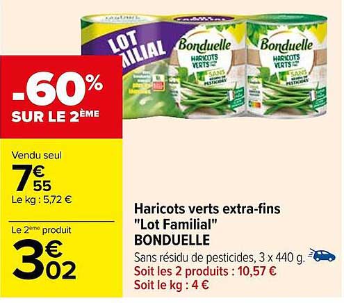 haricots verts extra-fins "lot familial" bonduelle