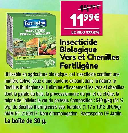 insecticide biologique vers et chenilles fertiligène