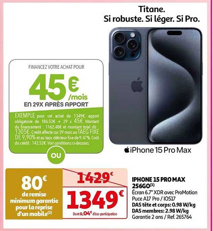 iphone 15 pro max 256go