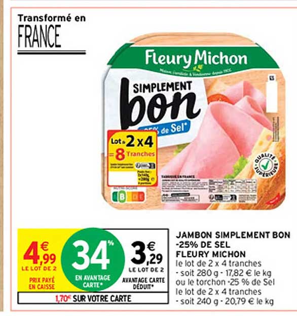 jambon simplement bon -25% de sel fleury michon