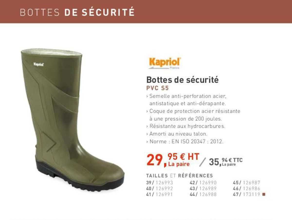 Kapriol Bottes De Sécurité Pvc S5