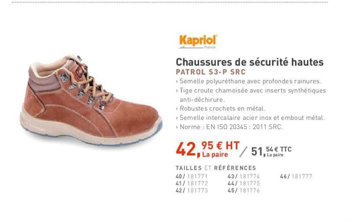 kapriol chaussures de sécurité hautes patrol s3-p src