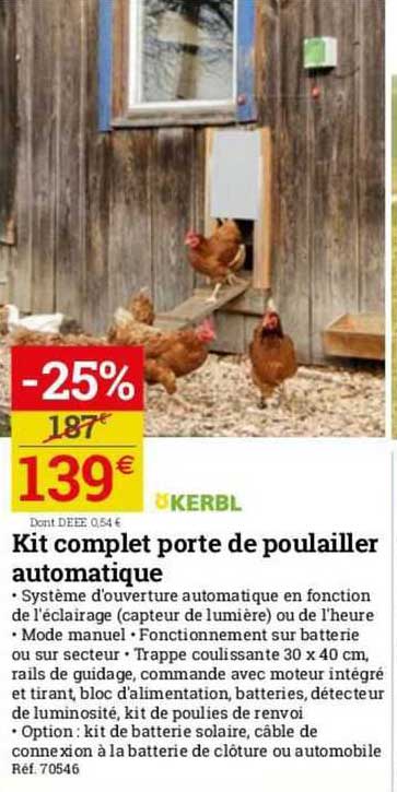kit complet porte de poulailler automatique kerbl