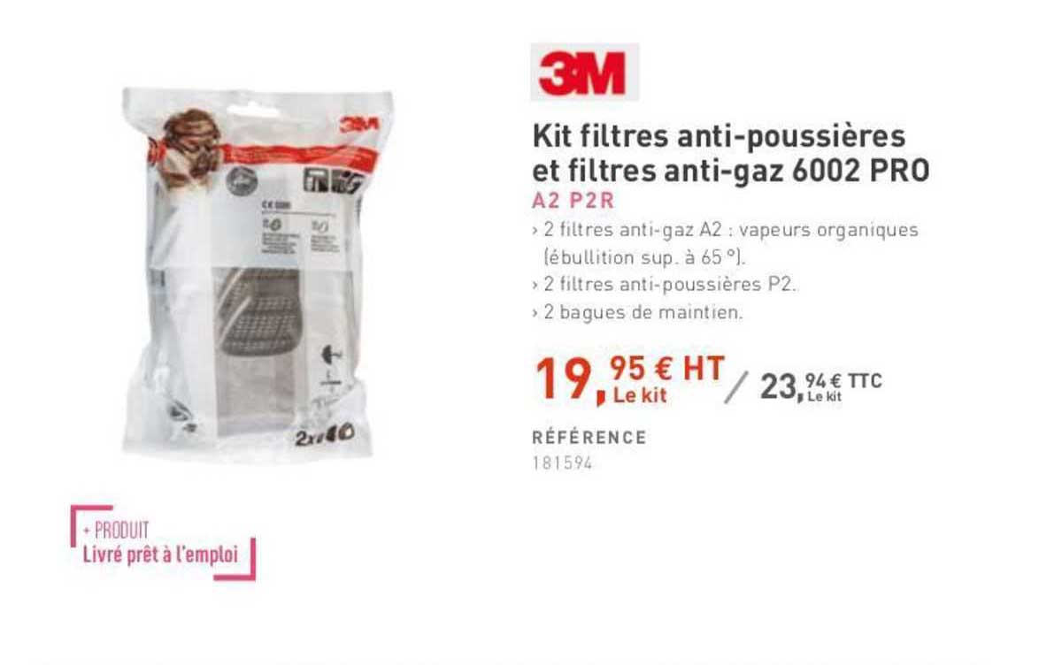 kit filtres anti-poussières et filtres anti-gaz 6002 pro 3m
