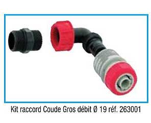 kit raccord coude gros débit ø 19