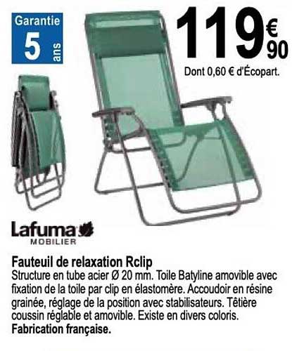 lafuma fauteuil de relaxation rclip