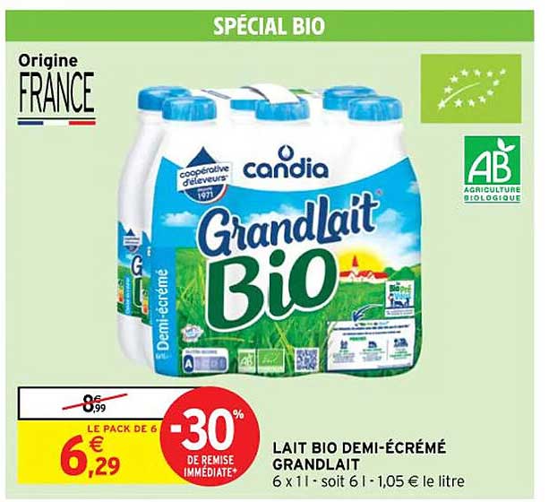 lait bio demi-écrémé grandlait