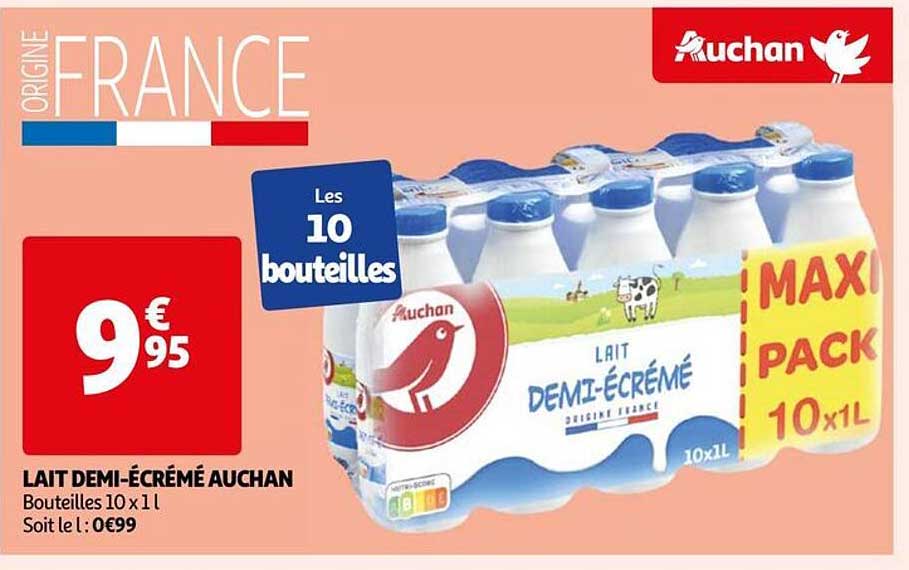 Lait Demi-écrémé Auchan