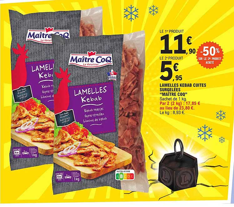 lamelles kebab cuites surgelées "maître coq"