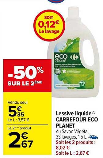 lessive liquide carrefour eco planet