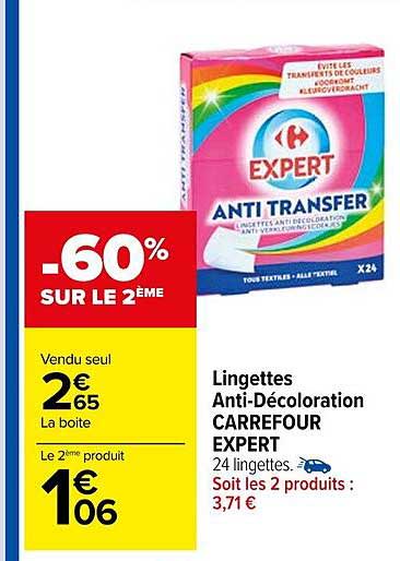 lingettes anti-décoloration carrefour expert